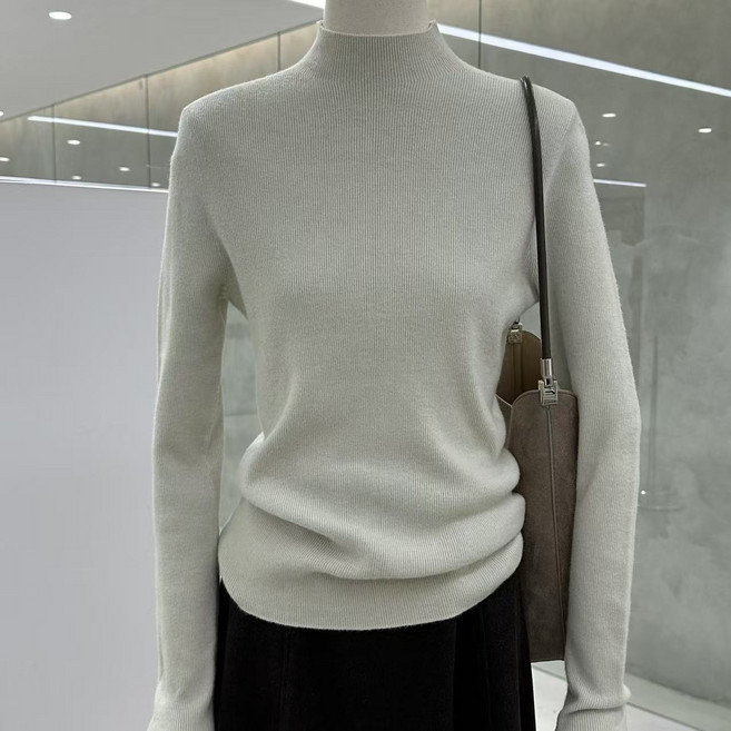 SONOVA 부드러운 무지 반폴라 니트 18컬러 여성 데일리 기본핏 쫀쫀한 신축성 슬림핏 이너 긴팔티