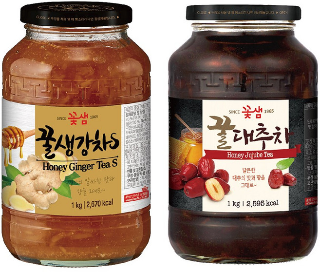 꽃샘 꿀생강차S1kg + 꽃샘꿀대추차1kg, 1세트, 1세트