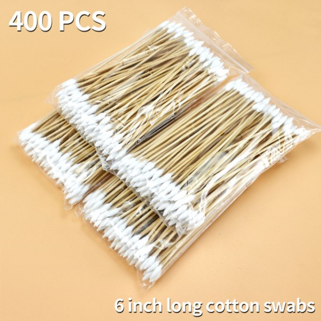 6인치 긴 면봉 이중 뾰족한 팁 대나무 스틱 400개 애완동물 메이크업 건 청소용