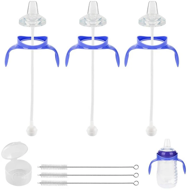 Lansinoh 아기 젖병용 빨대 컵 소프트 스파우트 변환 키트 실리콘 빨대 탑 젖꼭지가 있는 유아 전환 키트 무게감 있는 빨대 병 손잡이 클리닝 브러시 3팩 8개월, Straw Cup Soft Spout Conversio - 쿠팡