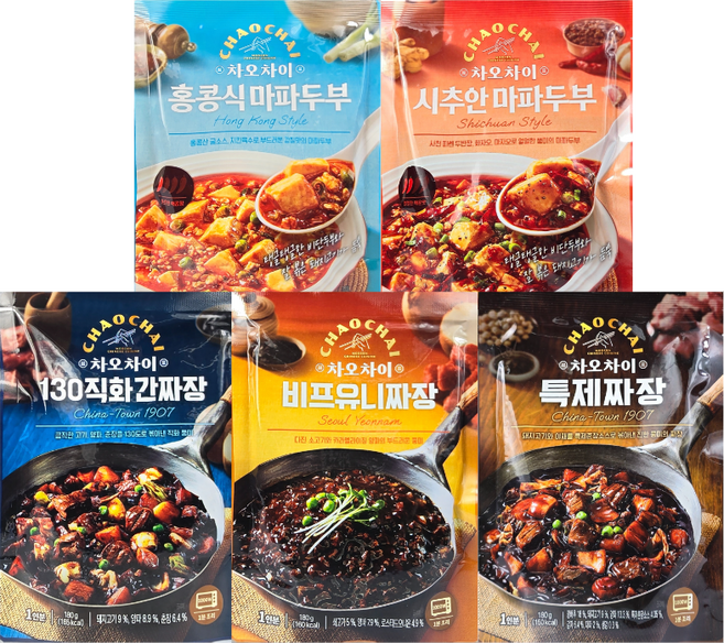 차오차이 짜장 마파두부 체험팩 180g x 5종 세트, 900g, 6세트