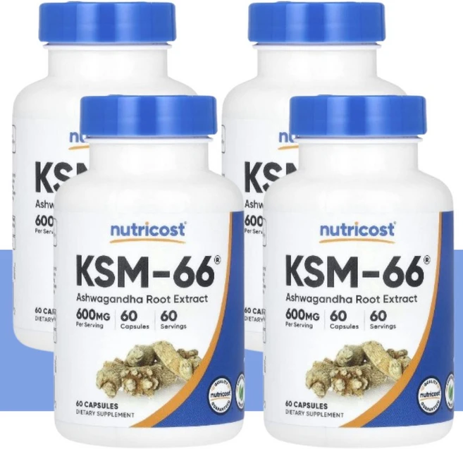 뉴트리코스트 KSM-66 아슈와간다 뿌리추출물 600mg 60캡슐, 60정, 4개 - 쿠팡