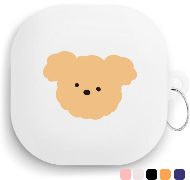 로윈 갤럭시 버즈라이브 2프로 버즈2 프로 FE2 댕댕이 강아지 케이스 키링포함, 화이트, 댕댕이브라운, 1개