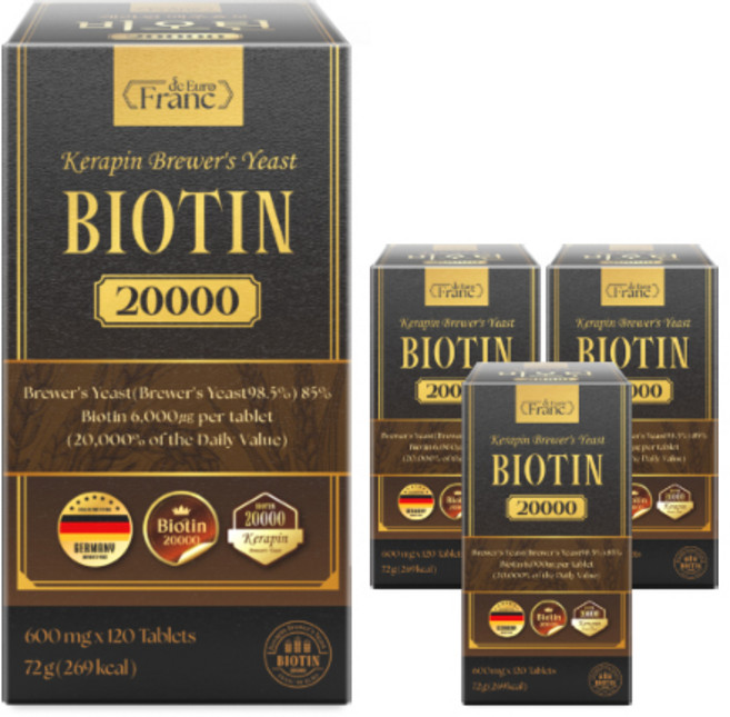 프랑드유로 케라핀 맥주효모 비오틴 20000, 4개, 120정