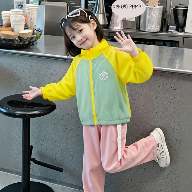 굿도우 아동 배색 초경량 바람막이 자켓