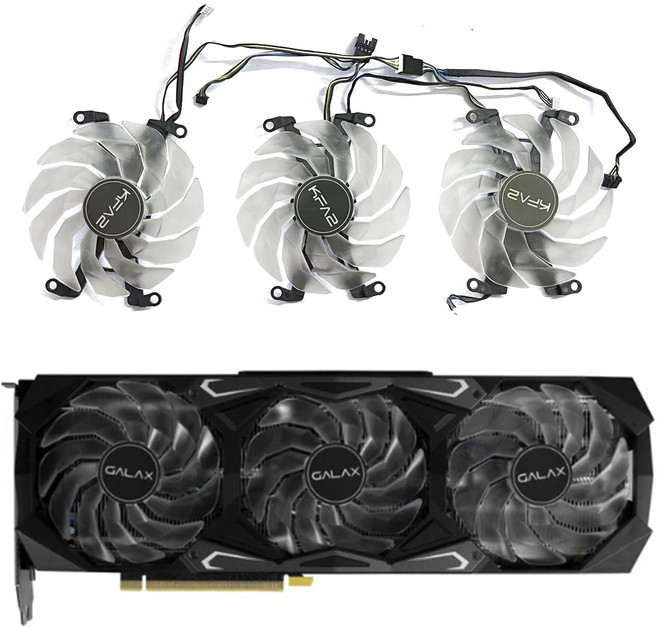 GPU 선풍기 갤럭시 RTX3080 3080TI 3090 Xingyao 그래픽 카드 교체 적합 4 핀 89mm, [02] 3 FAN, 1개