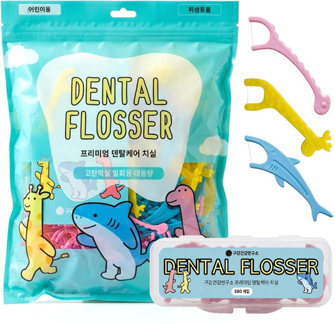 구강건강연구소 대용량 일회용 어린이치실, 1개, 500개입, 8cm
