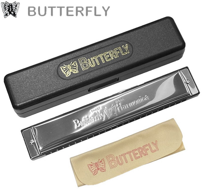 Butterfly蝴蝶牌 24孔複音口琴 SH-B24, 1個, 口琴（新版硬盒）C調