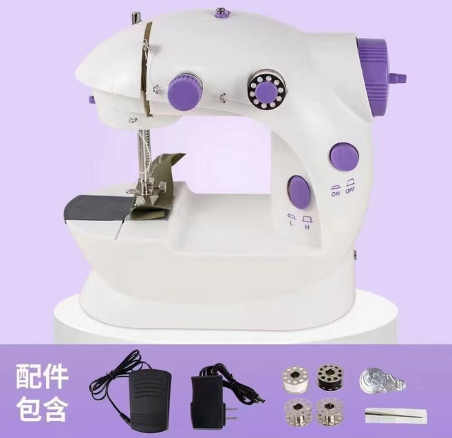 便攜迷你電動縫紉機 M-202A 家用多功能 吃厚布易上手, 202A + 電源適配器 + 腳踏控制器, 便攜迷你手持電動縫紉機