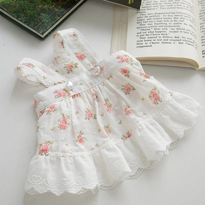 한세팩토리 강아지옷 로즈 플라워 레이스 원피스, 1개, 화이드