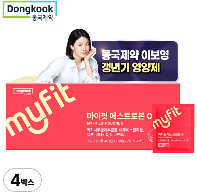동국제약 마이핏 이보영 에스트로본 Q 여성 갱년기 뼈 건강 영양제, 4박스, 60정
