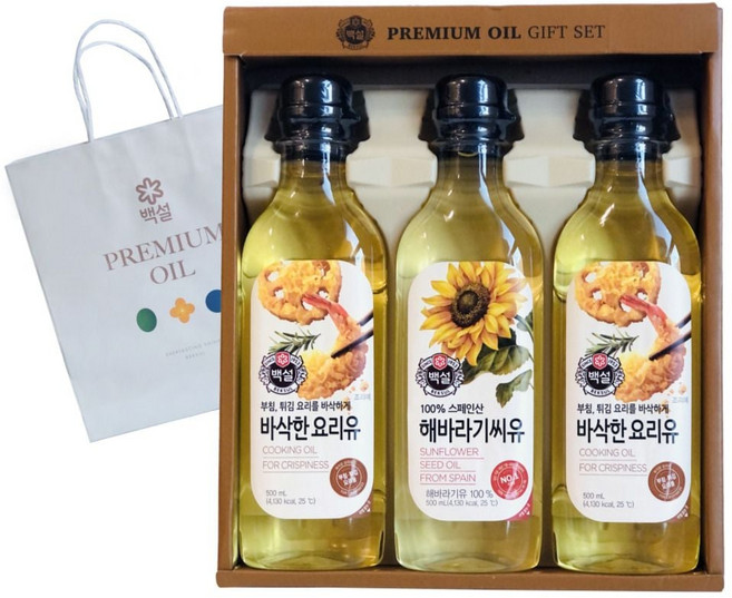 튀김유 CJ 백설 식용유 선물세트 요리유 해바라기씨유 5호, 본상품