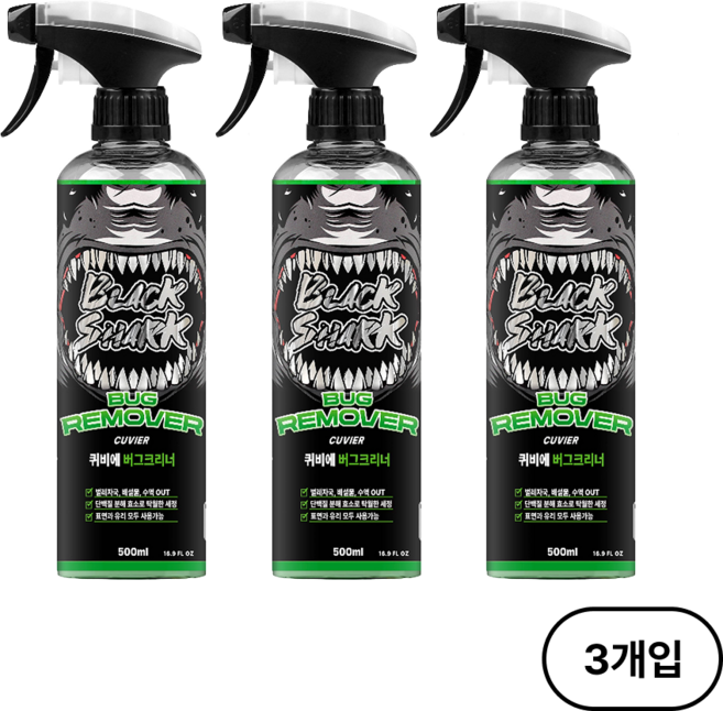 블랙샤크 새똥 송진 벌레제거제 버그크리너, 3개, 500ml
