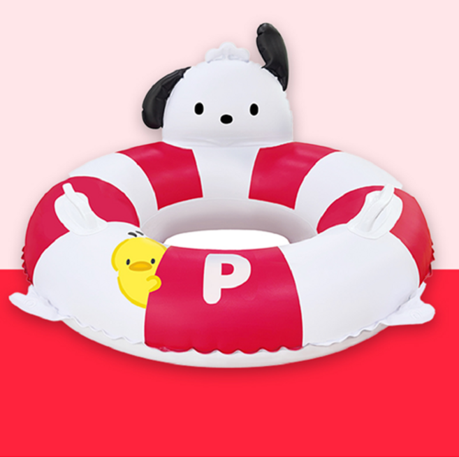 위니코니 어린이 유아 물놀이튜브 70, 화이트 레드, 1개