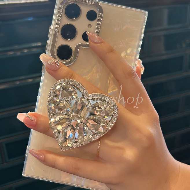 [주니퍼샵] 갤럭시S 큐빅 그립톡 포함 블링블링 글리터 자개 스톤 케이스