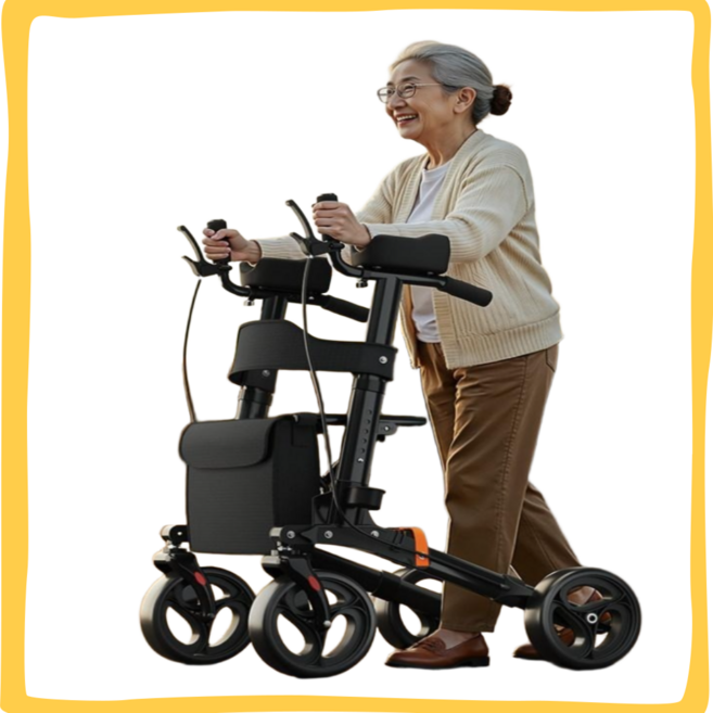 올드워커케어 걷기편한 노인보행기 보행보조기 어르신 보조차 접이식 할머니 유모차, 1개