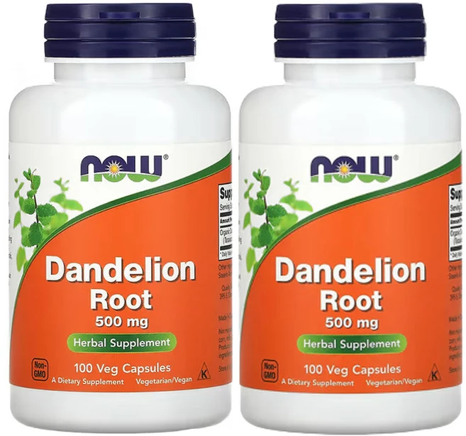 1+1 나우푸드 민들레 뿌리 500mg 100 베지 캡슐 비건 미네랄 이눌린 피토스테롤, 2개, 100정 - 쿠팡