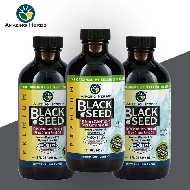 어메이징허브 프리미엄 블랙 커민 시드 씨드 커민 오일 Black Seed 240ml 3개 - 쿠팡