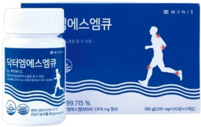 매니스 닥터 엠에스엠 큐 Dr MSM Q 통풍 연골 무릎 관절영양제 3개 3개월분, 1개, 360정