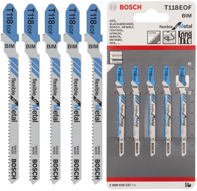 보쉬 직소날(철재용) T118EOF 2608634237 5개입, 단품