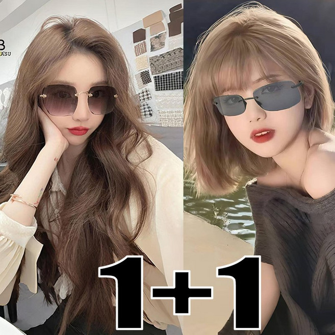 BIKASU 1+1 여성 자외선차단 패션 선글라스 베이직 가볍다 심플 썬글라스 + 케이스