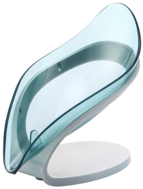 욕실 물빠짐 와이드 투명 나뭇잎 비누받침대 비누홀더 비누거치대 비누걸이, 블루(1P), 1개