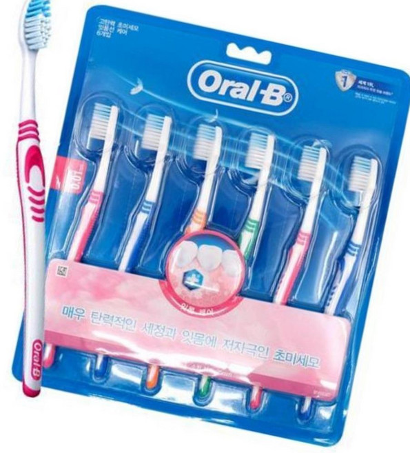 마따마켓 미세모 칫솔 고탄력 초미세모 잇몸 선케어 치실 부드러운 저자극 치솔, 6개입, 1세트