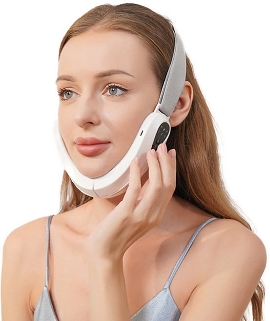 Windee V라인 마사지기 스마트 안마기 LED케어 EMS미전류 고주파 레드/블루 라이트 USB충전식, 화이트, 1059