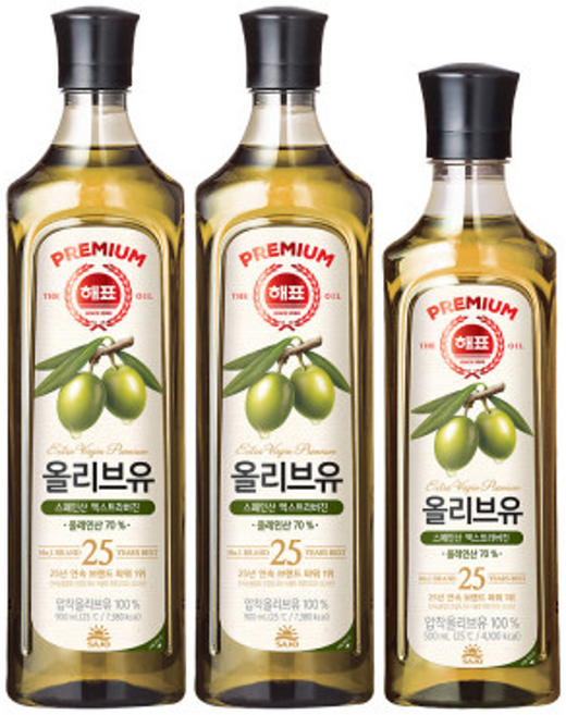 사조해표 올리브유 900ml 2개+올리브유 500ml 1개