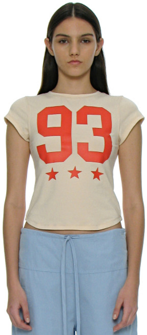 [파르티멘토] WOMEN 93 차오 프린티드 숏 슬리브 티_크림