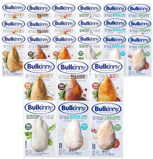 벌키니 통 닭가슴살 6종 혼합, 18개, 100g