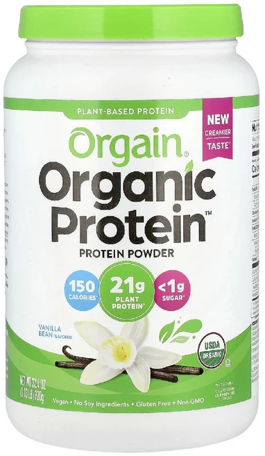 Orgain Organic Protein 분말 식물성 바닐라빈 맛 920g(2.03lb), 1개, 920g - 쿠팡