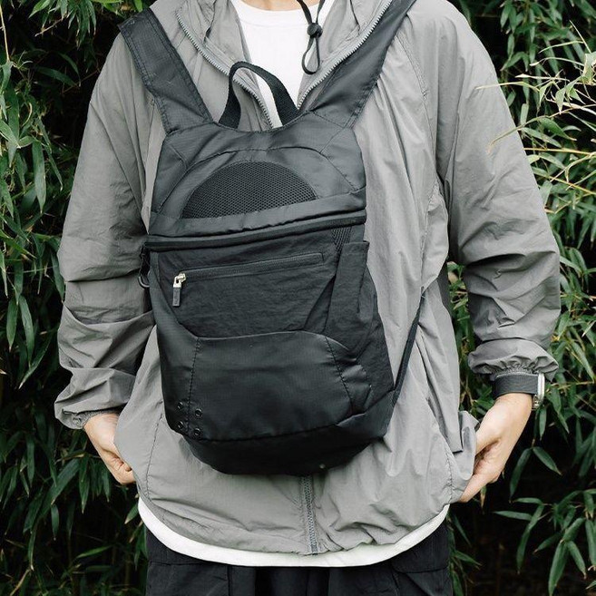 戶外防水騎行運動登山包 輕便休閒旅行雙肩包, 黑色