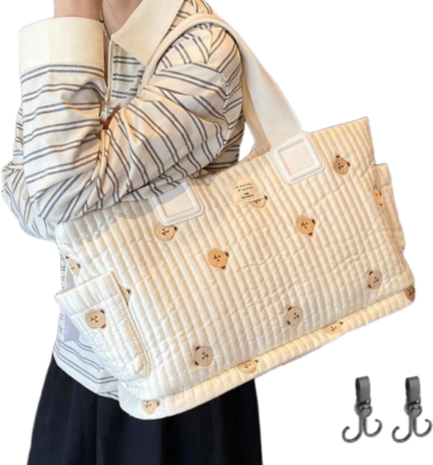 러블리솜 유모차 기저귀가방 오거나이저 보관함 가방걸이, 아이보리 초대형