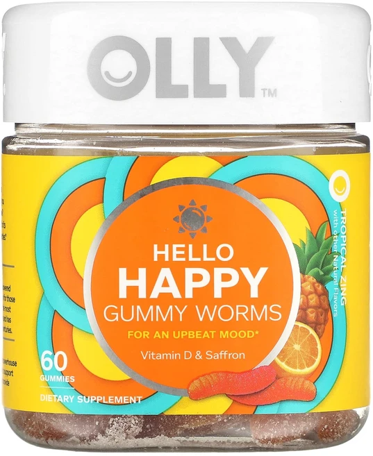 OLLY 헬로 해피 구미젤리 웜 트로피칼 징 구미젤리 60개, OLLY헬로해피구미젤리웜트로피칼징구미젤리60개, 1개 - 쿠팡