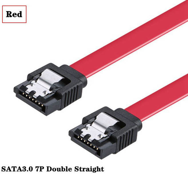 SATA 3.0 III 7 핀 데이터 케이블 SSD HDD 하드 디스크 드라이브 코드 라인 버클 인산철 플레이트 포함 6 Gb/S, [01] 0.4m, [02] Red Straight, 1개