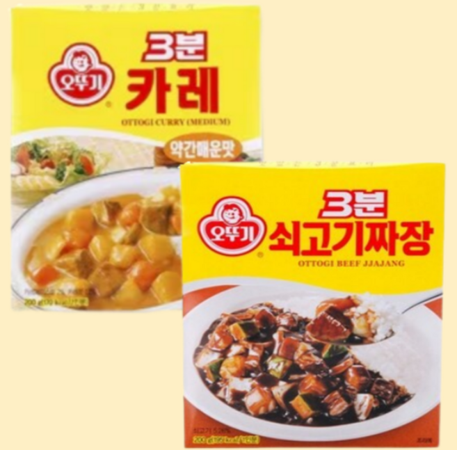 오뚜기 3분 카레(약간매운맛)6개 + 짜장6개_총 12개, 24개, 200g