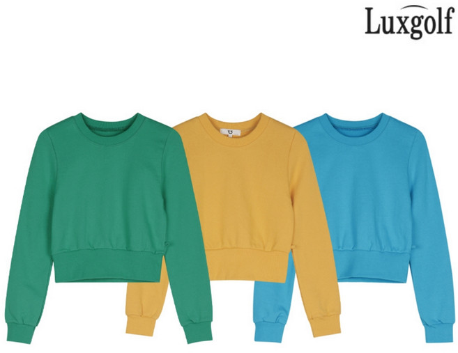 [럭스골프] 여성 데일리 컬러 라운드넥 크롭 스웨트 봄 셔츠 맨투맨티