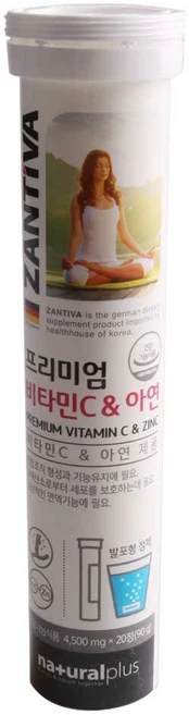 내츄럴플러스 잔티바 발포 비타민C 아연 90g, 20정, 12개 - 쿠팡
