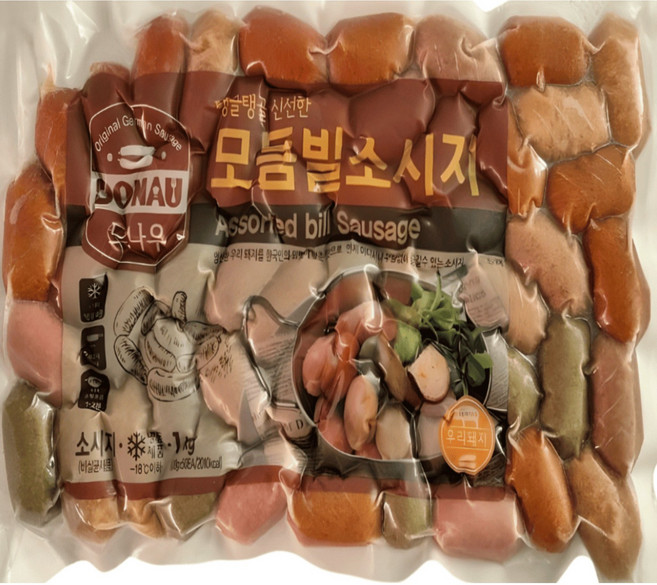 [대영] 도나우 칼집난 다섯가지 맛 모듬소시지 1kg (한팩 20g*50ea) 냉동, 20g, 50개