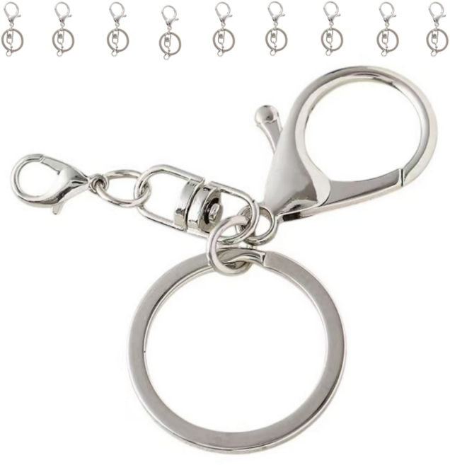 열쇠고리 10 키링부자재 회전 키링고리 디고리 새우고리, 은색, 1세트