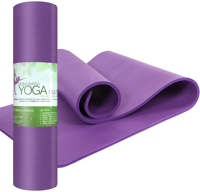 고무나라 NBR 요가매트 10mm + 스트랩밴드, 퍼플, 1개