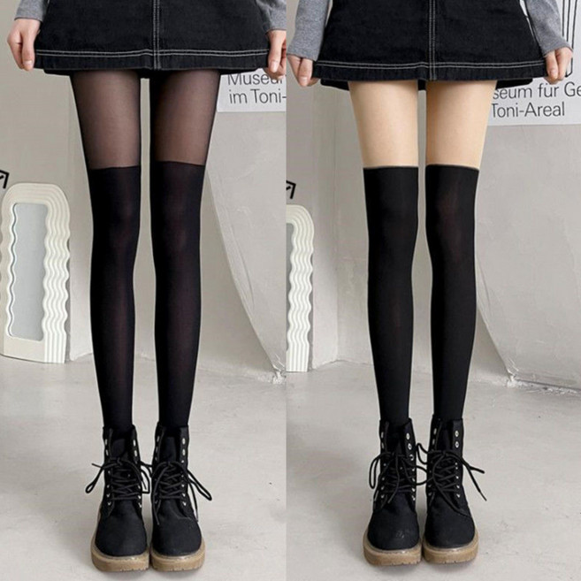 여성용 투톤 팬티스타킹 골프스타킹 페이크 반스타킹 3p