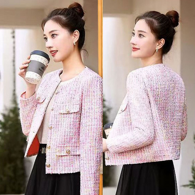 TKX 여성 우아한 디자인 트위드 자켓 봄 가을 하객룩 빅사이즈 핸드메이드코트