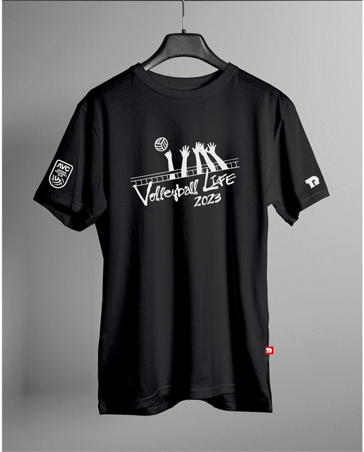 더림 발리볼라이프 배구복 반팔 기능성 메쉬 라운드 커스텀 단체 제작 티셔츠, 블랙