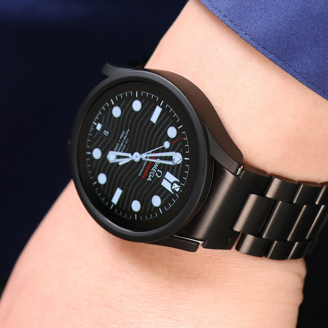 그레너 갤럭시워치 7 6 5 4 메탈 스트랩 버튼 호환 날개형, 블랙