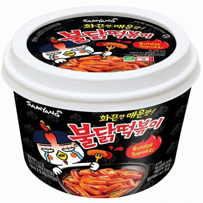 삼양 불닭떡볶이 큰컵 용기 컵떡볶이 컵라면삼양, 185g, 8개