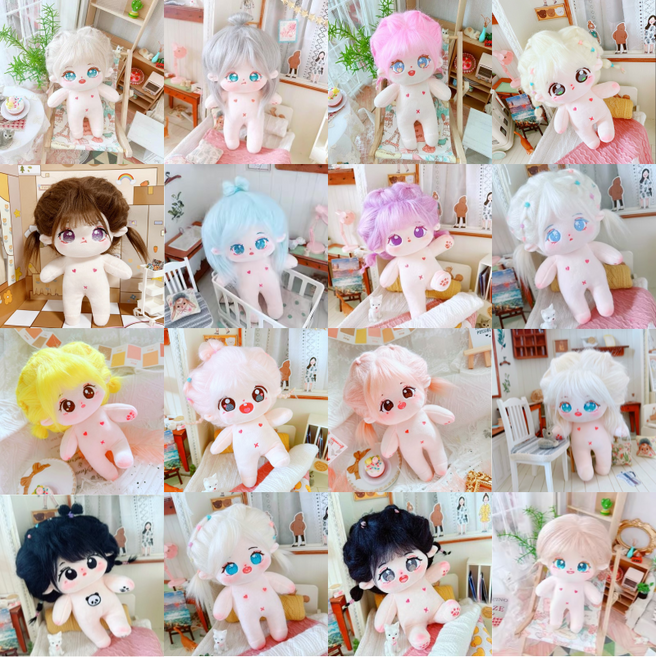 국내)20cm 가심비 소녀인형 25종 모헤어 무속성 솜인형 아이돌인형 랄라솜, 무골(솜깅), 20cm 별빛, 1개