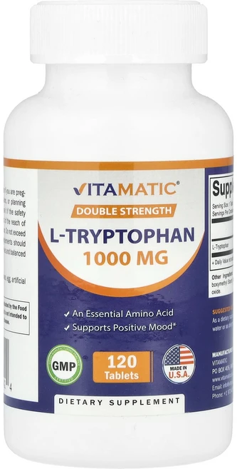 Vitamatic l-트립토판 2배 강도 1000mg 120정, Vitamaticl트립토판2배강도1000mg120정, 1개 - 쿠팡