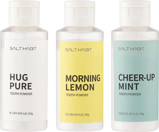소금습관 예스솔트 양치소금 퓨어+레몬+민트, 3개